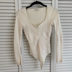 Abercrombie & Fitch Cream Ribbed Bodysuit